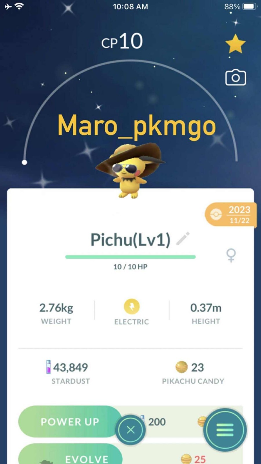 Pokemon Shiny Pichu female LV1 Summer Style Hat Costume -TRA’DE GO- Description