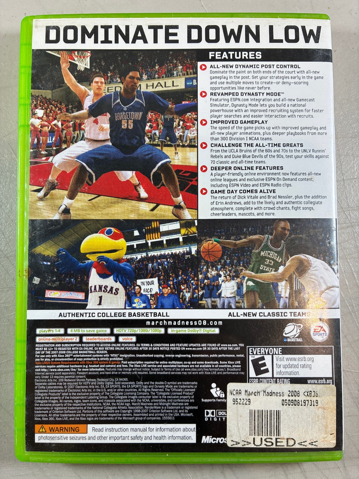 Xbox 360 NCAA 08 March Madness Video Game No Manual Basketball