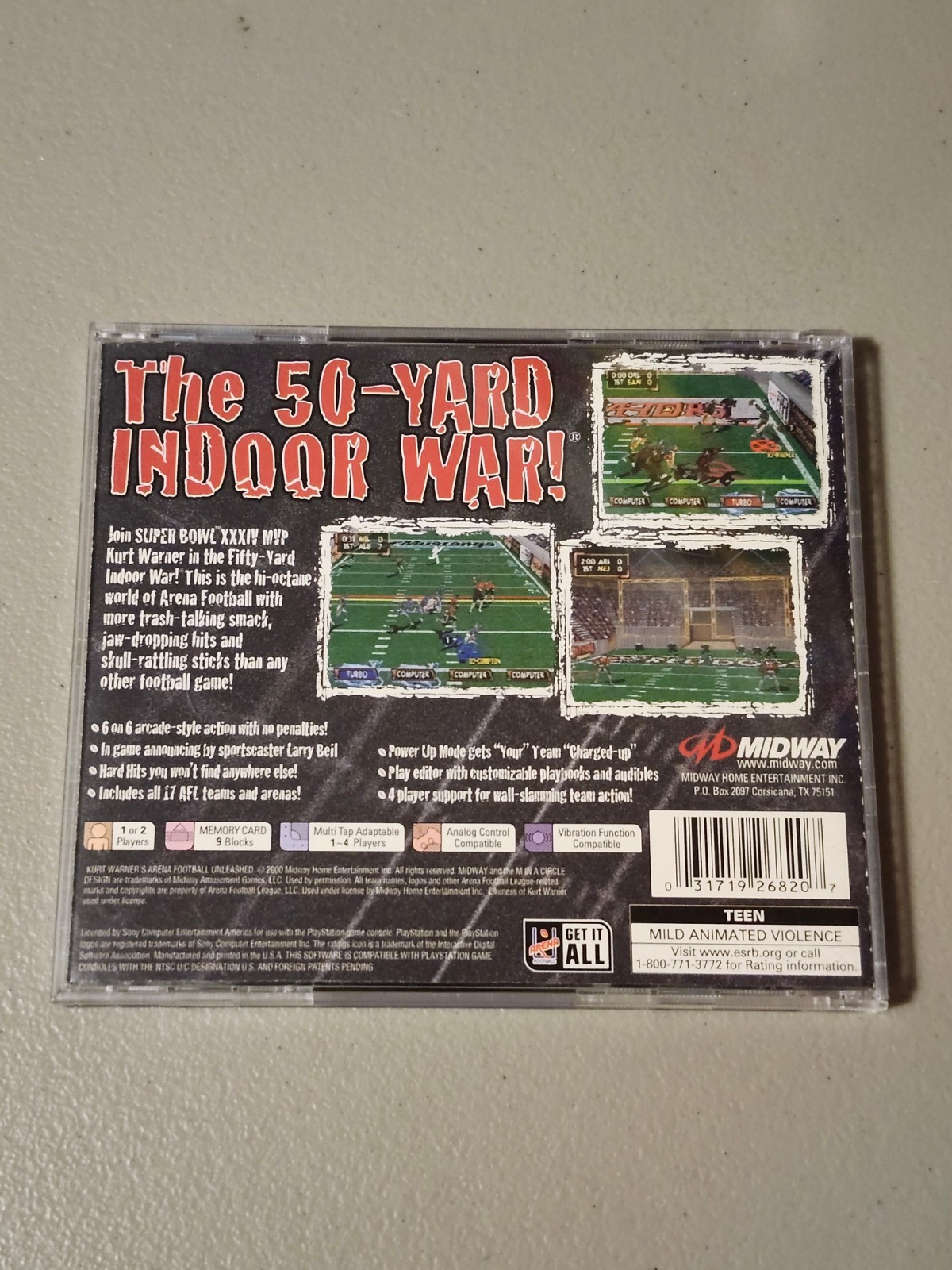 Kurt Warner’s Arena Football Unleashed Ps1 PlayStation 1 CIB