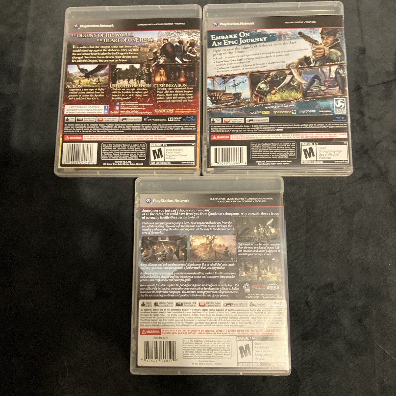 Dragon’s Dogma +Two Worlds II +Risen 2: Dark Waters, Playstation 3 PS3 CIB