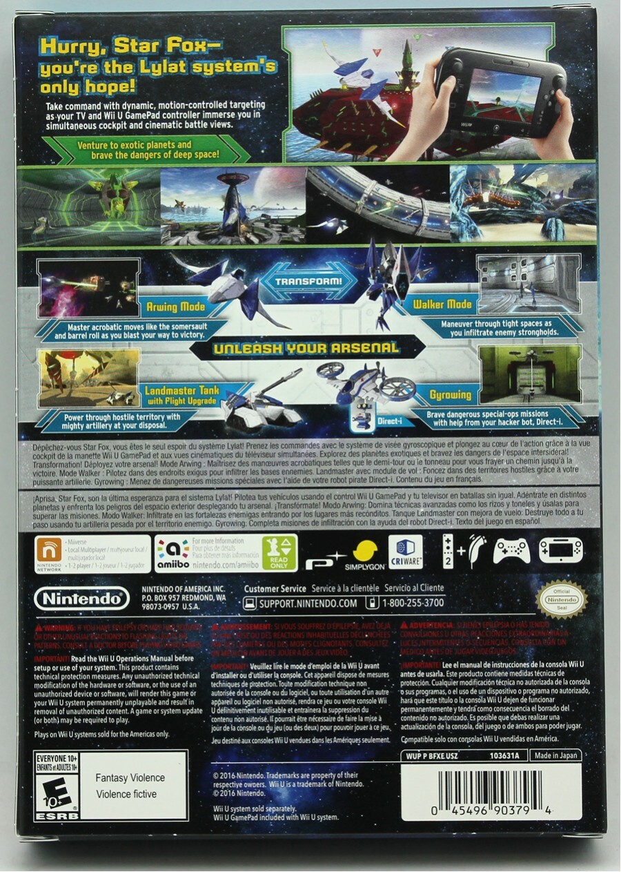 Star Fox Zero + Bonus StarFox Guard US NTSC Release WiiU Wii U Factory Sealed