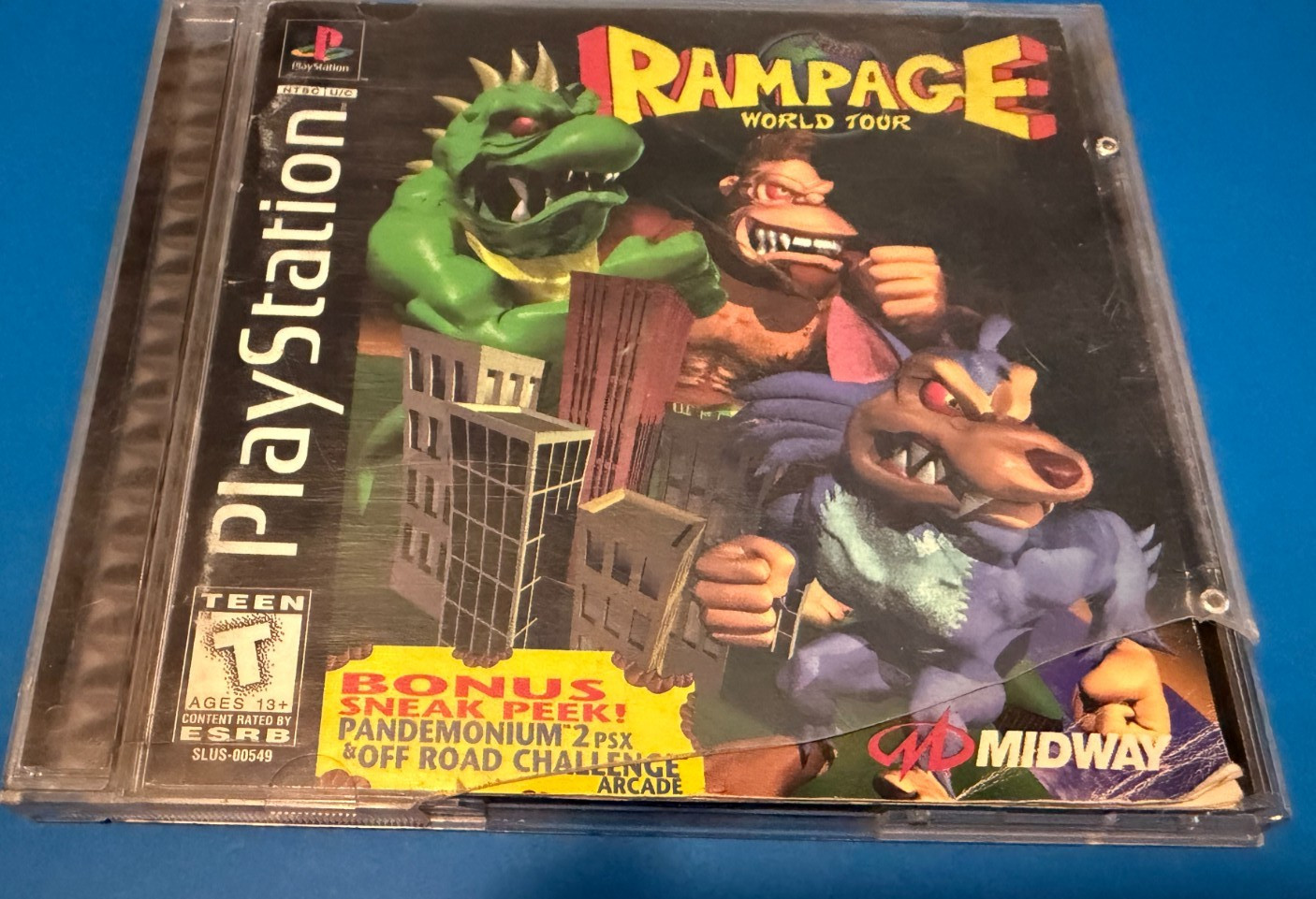 Rampage World Tour (Sony PlayStation 1 PS1, 1997) Untested w/ Bonus Previews