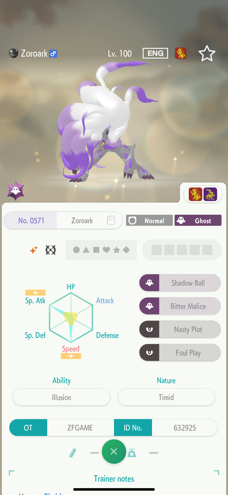 ✨6IV SHINY Hisuian Zoroark + EVS🚀 POKEMON HOME✨Champions✨Online delivery⚡