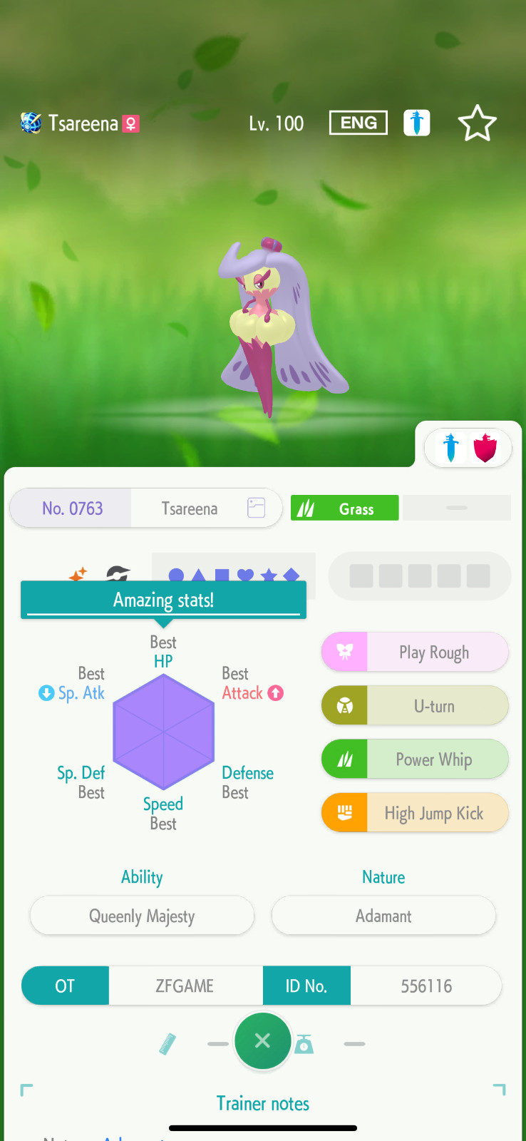 ✨6IV SHINY Tsareena + EVS🚀 POKEMON HOME✨Champions✨Online delivery⚡