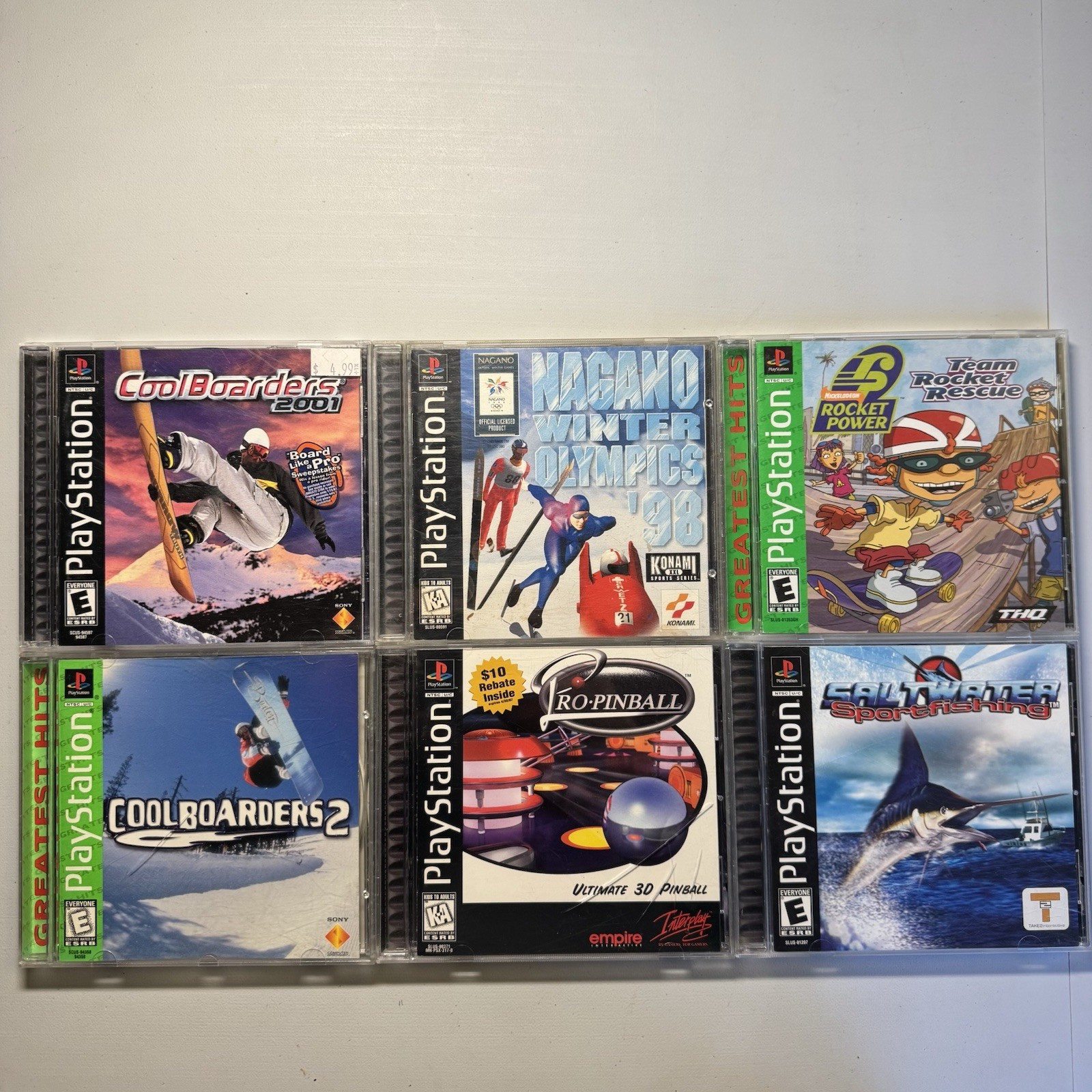PS1 PlayStation 1 Sports Game Lot 6 CoolBoarders Olympics Pinball Rocket Power