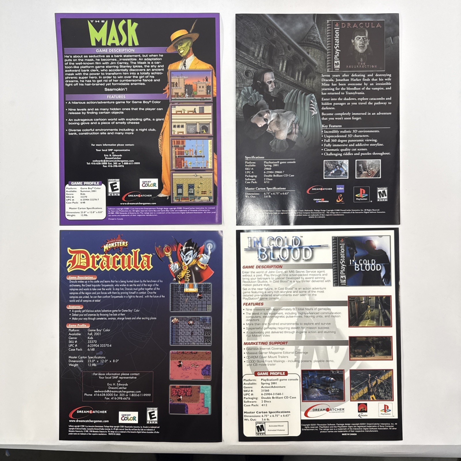 DreamCatcher Interactive E3 Press Kit PS1 PS2 Dune Gameboy Universal Monsters