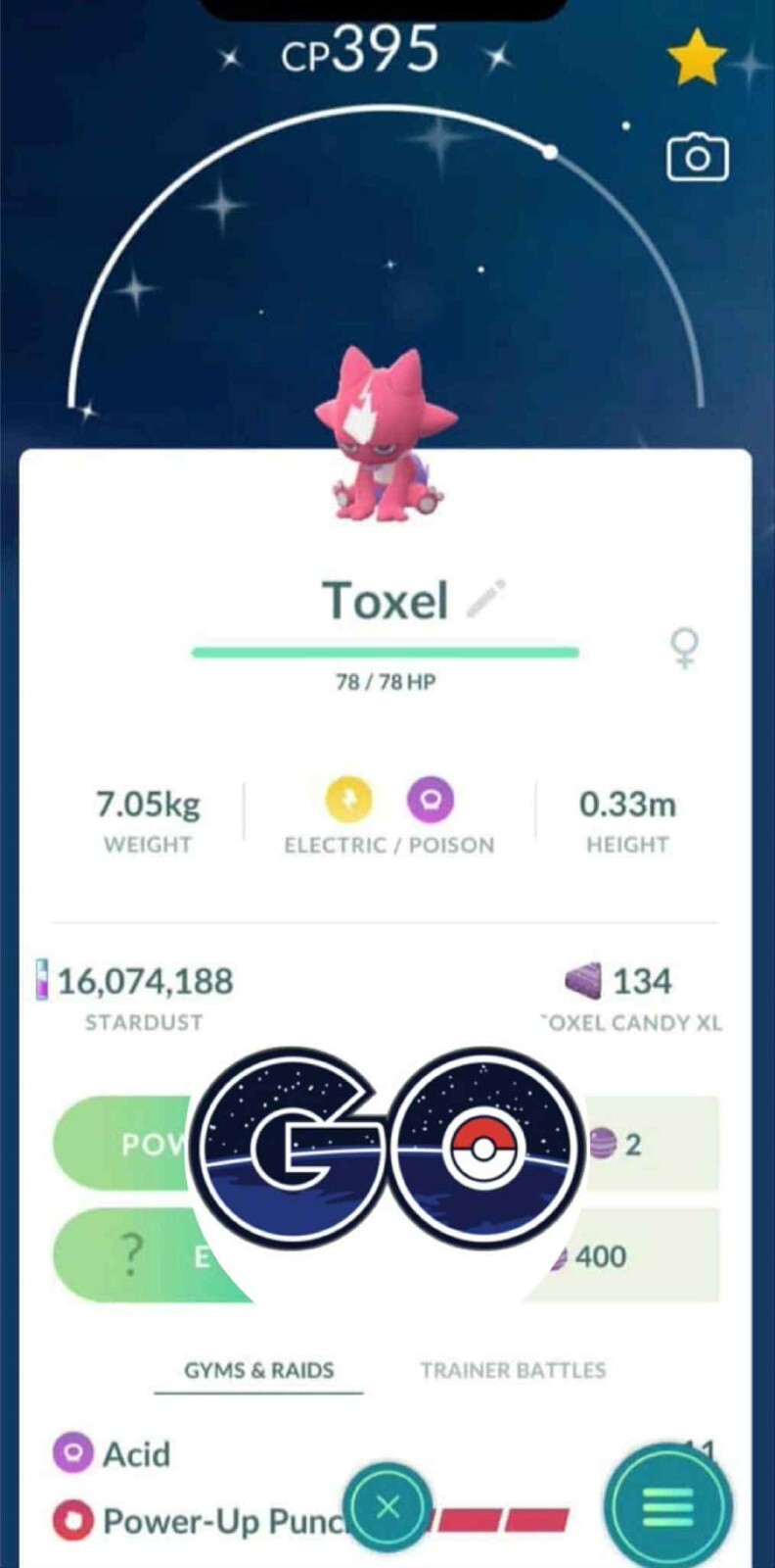 Pokémon Go – Shiny Toxel – Trade or Mini P T C – Read Description