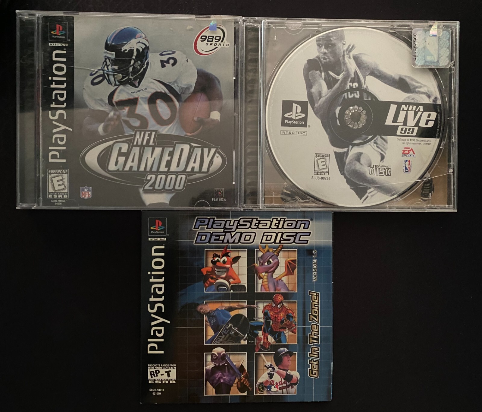 3 PS1 Games. Demo Disc Get In The Zone Version 1.3 – NFL – NBA – PlayStation 1