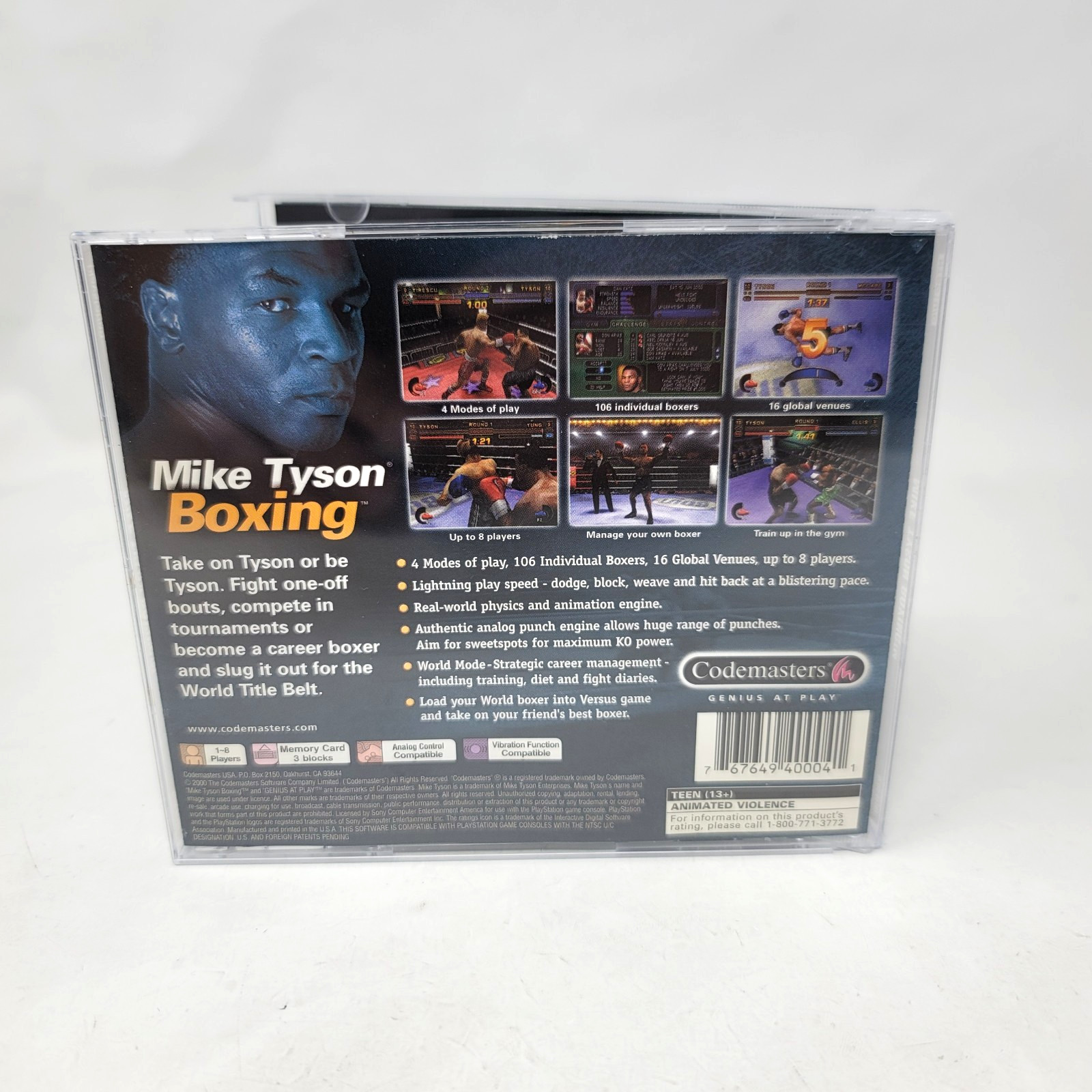 Mike Tyson Boxing PS1 (Sony PlayStation 1, 2000) CIB Complete W/ Reg Card Tested