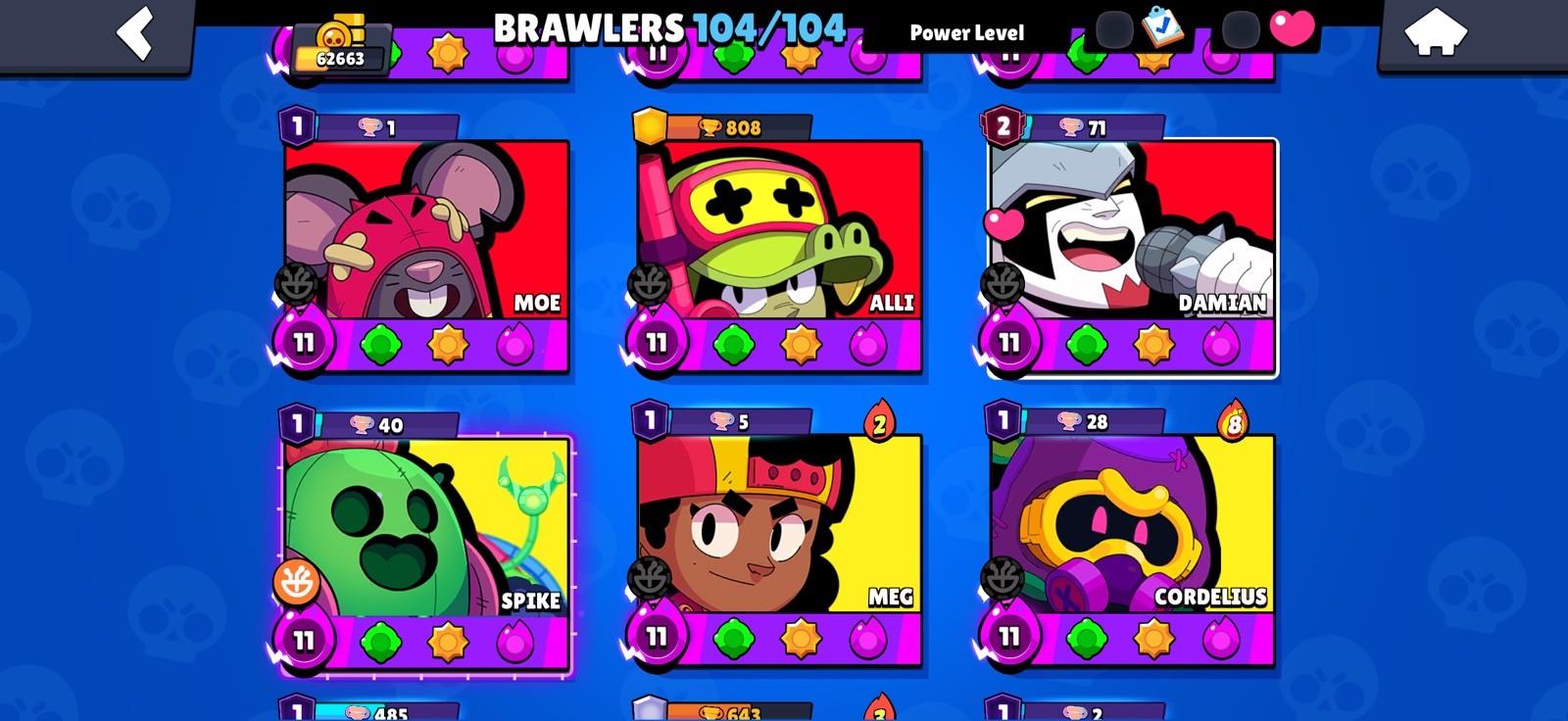 62K TROPHY/35Max Brawler/25Hyper/ 104/104Brawler/7 LEG/13 Mithic/77 Epic/Cheap