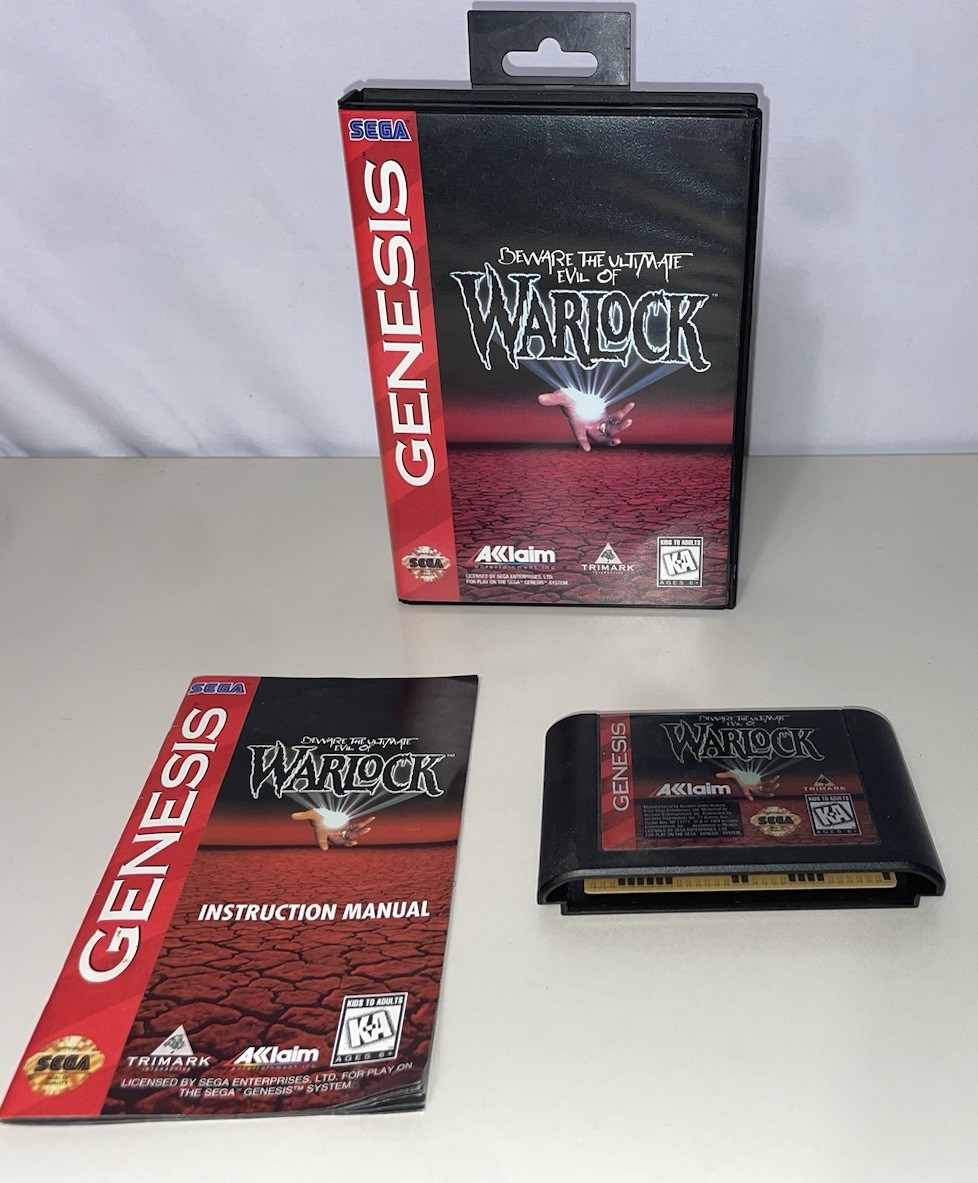 Warlock (Sega Genesis, 1994) Complete CIB Tested Game Cartridge