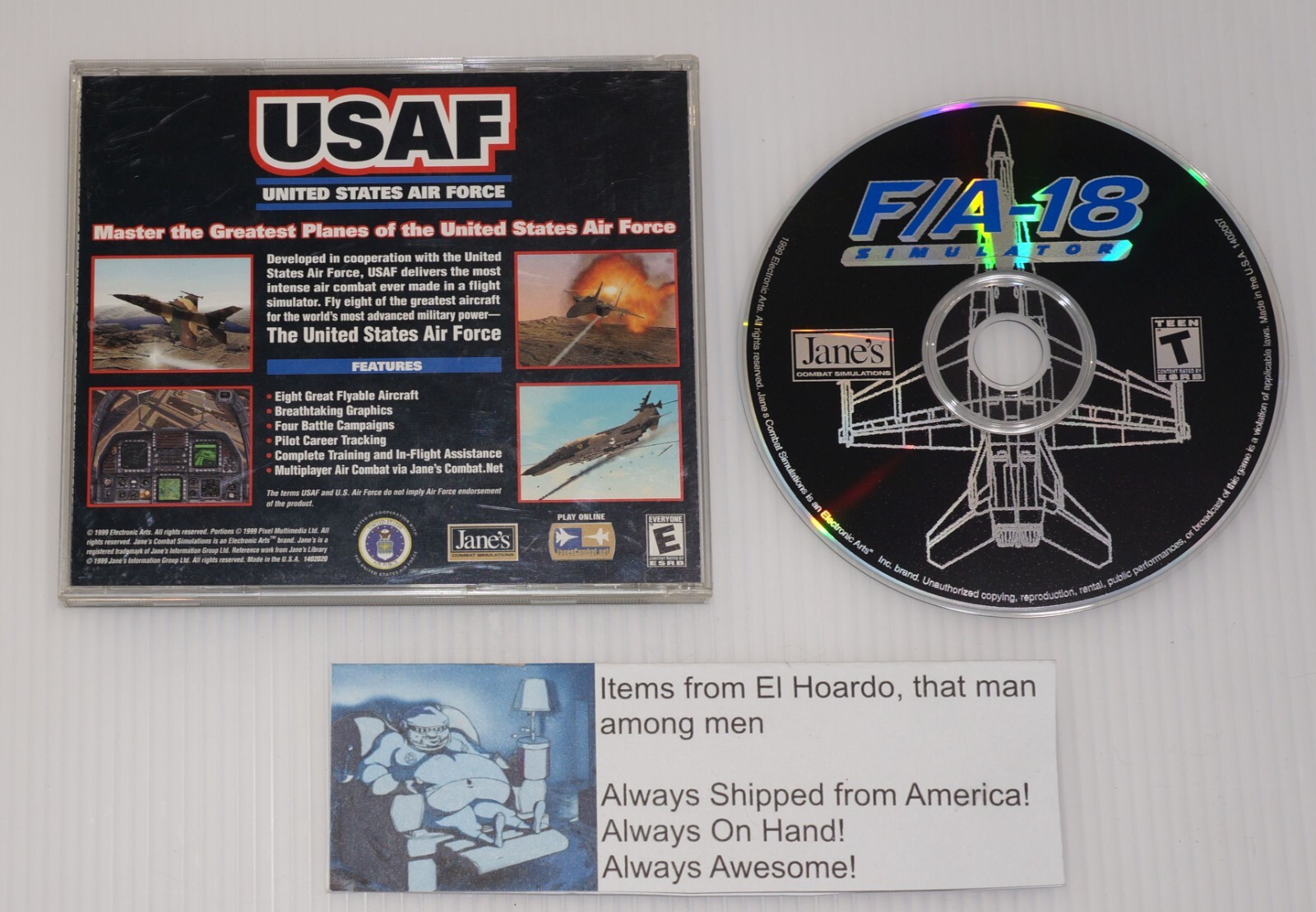 Jane’s F/A-18 Simulation Fighter Jet F18 Usaf Us Air Force EA PC Game 1999
