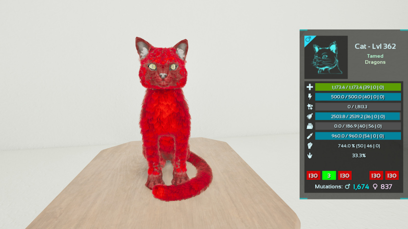 🔥ARK Survival Ascended OFFICIAL PVE – ADULT CAT SOLID TOP STATS
