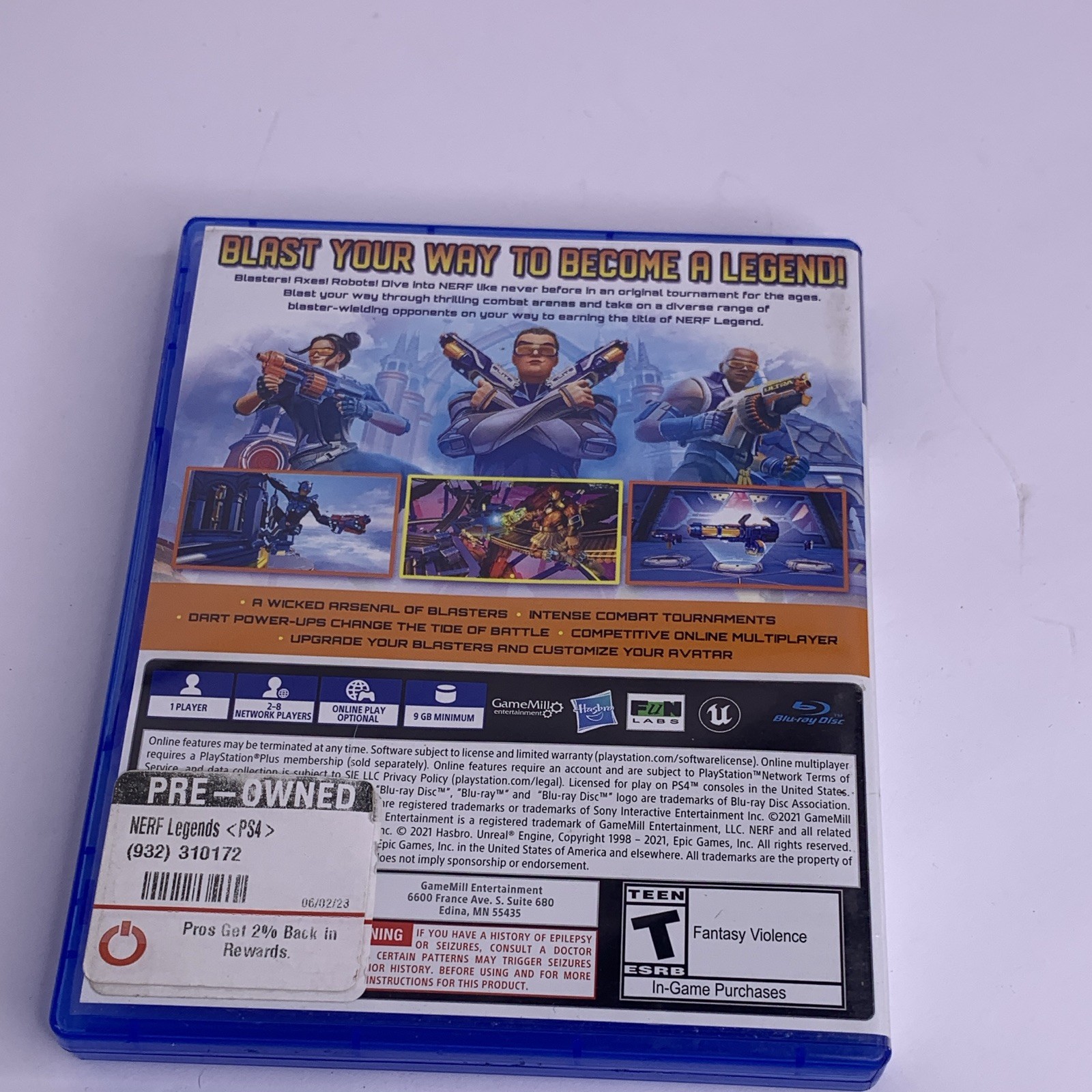 GameMill Entertainment Nerf Legends Sony PlayStation 4 T-Teen Shooter 2021