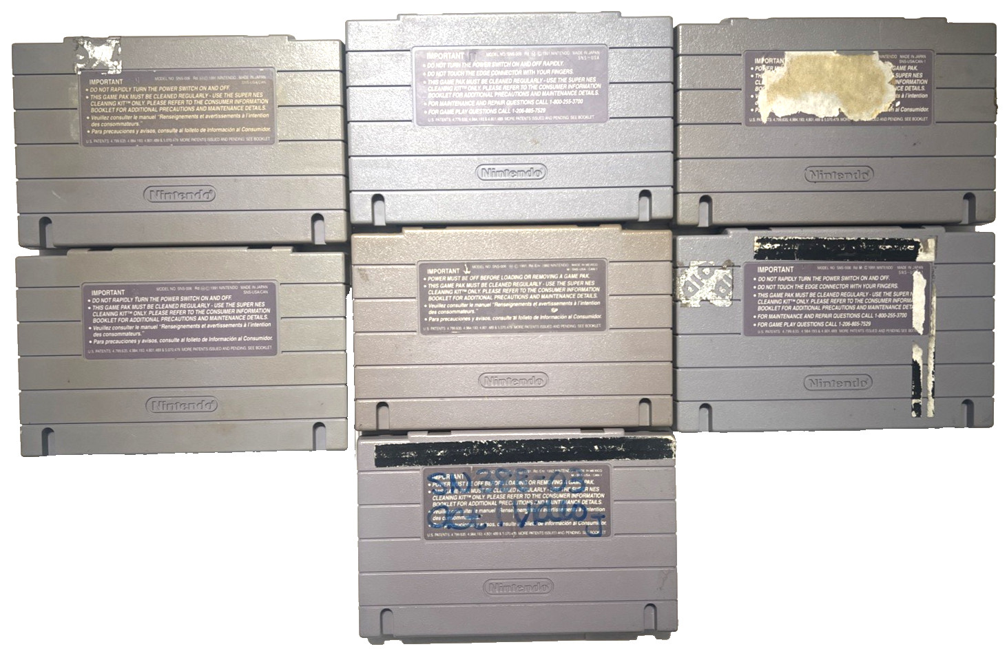 SNES Game Lot of 7 Pitfall Pac-Man 2 Zoop Whizz Warlock Super Nintendo Tested