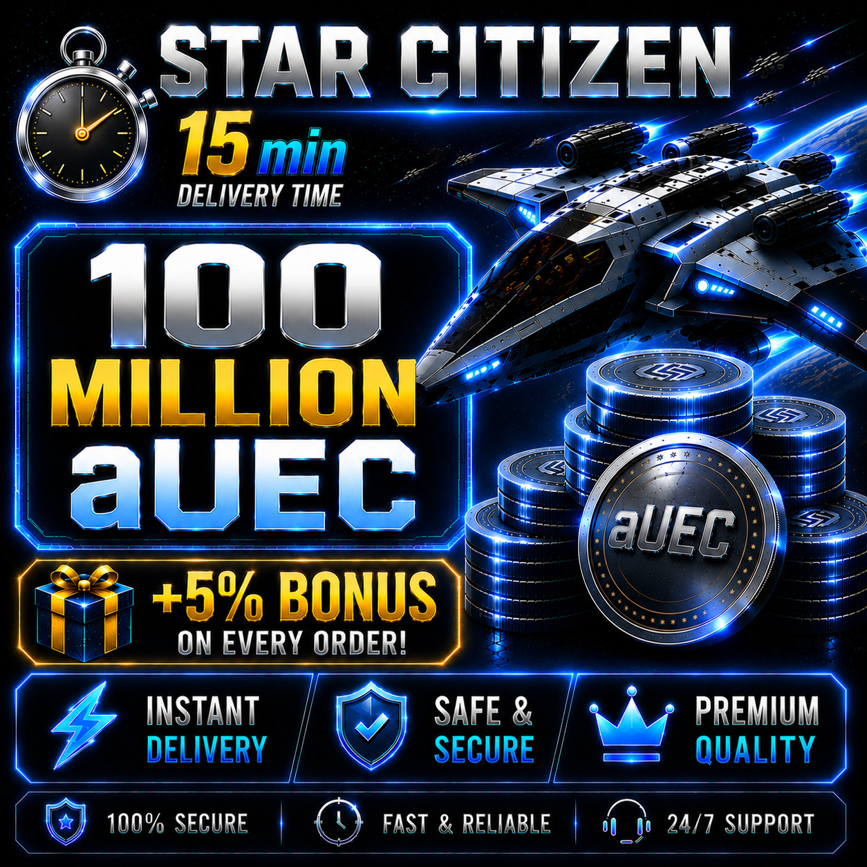 Star Citizen aUEC 100,000,000 🎁+5% Bonus🎁 Alpha UEC 4.8.2 Live Preview