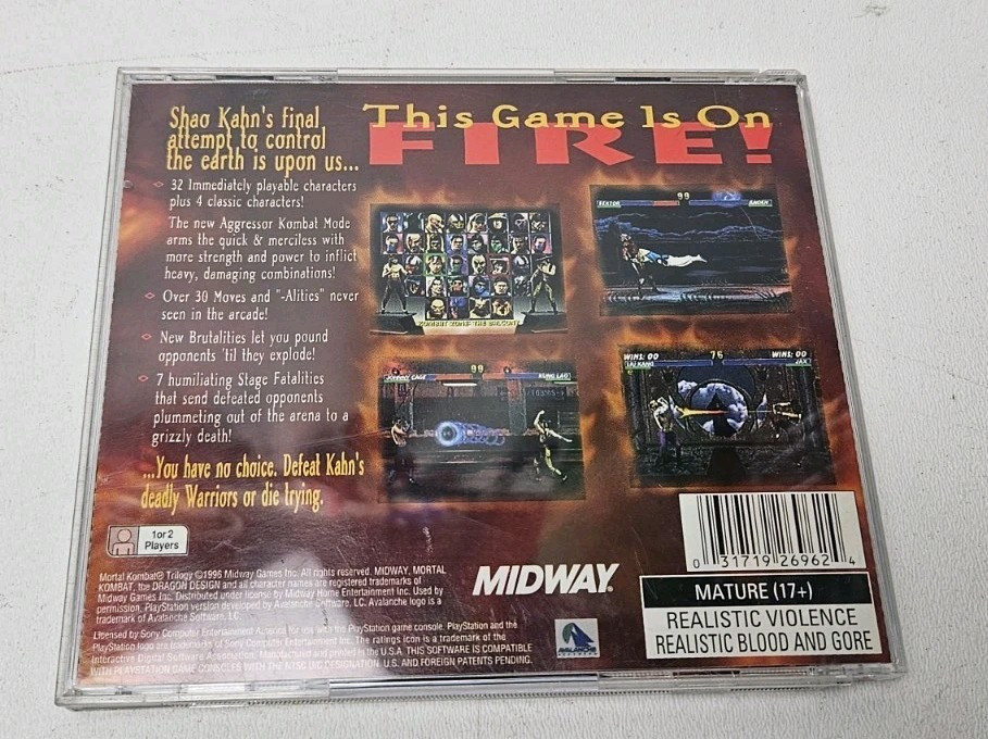 Mortal Kombat Trilogy (Sony PlayStation 1 PS1, 1996) Black Label Complete