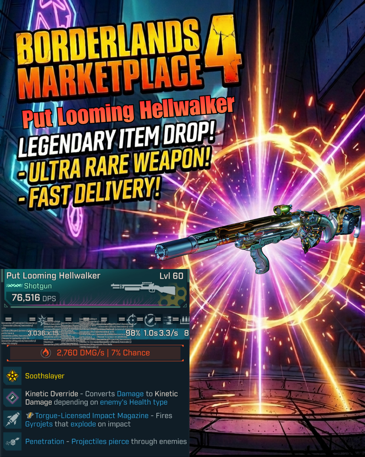 Borderlands 4⚡Modded Weapons Equipment 60 Level⚡PC-PS-XBOX⚡