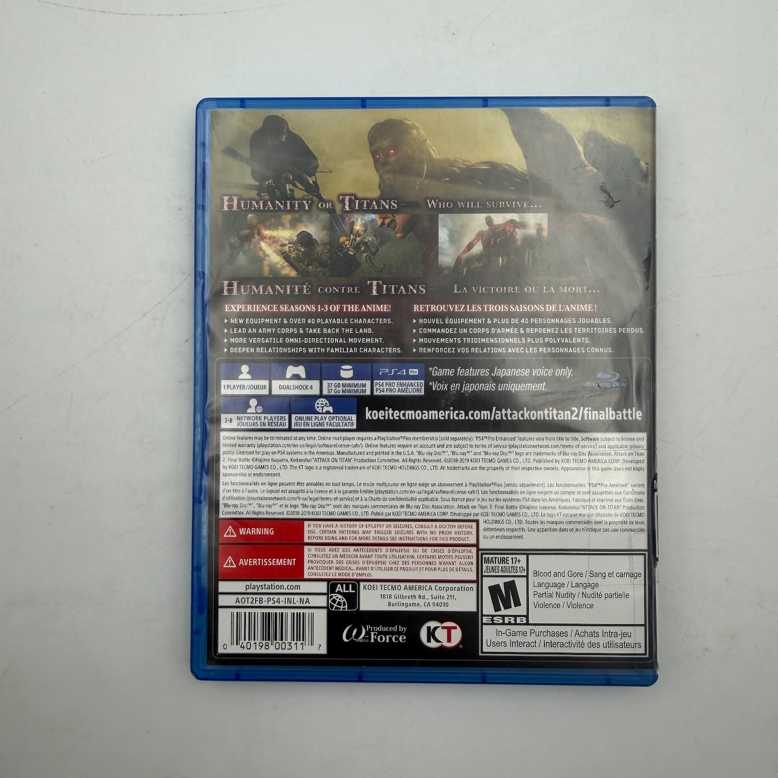 Attack On Titan 2: Final Battle – Sony PlayStation 4
