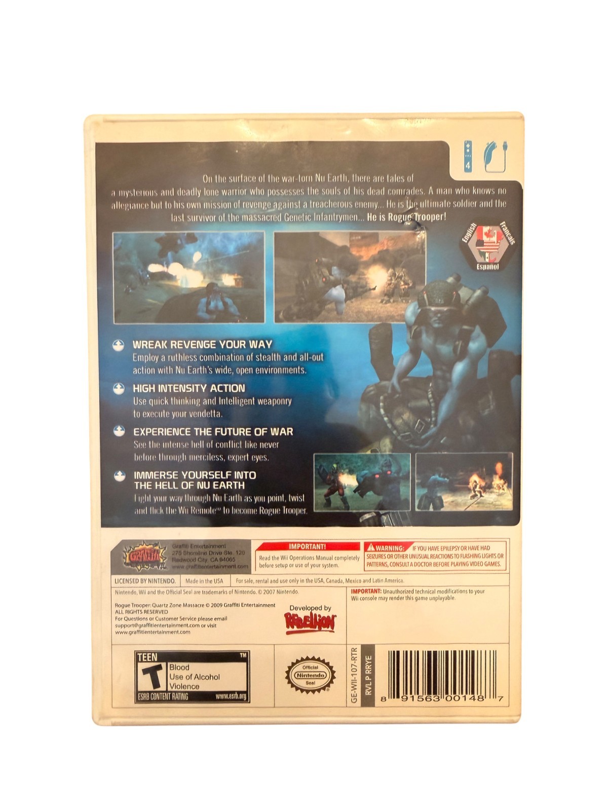 ROGUE TROOPER QUARTZ ZONE MASSACRE (NINTENDO WII, 2007) CIB COMPLETE