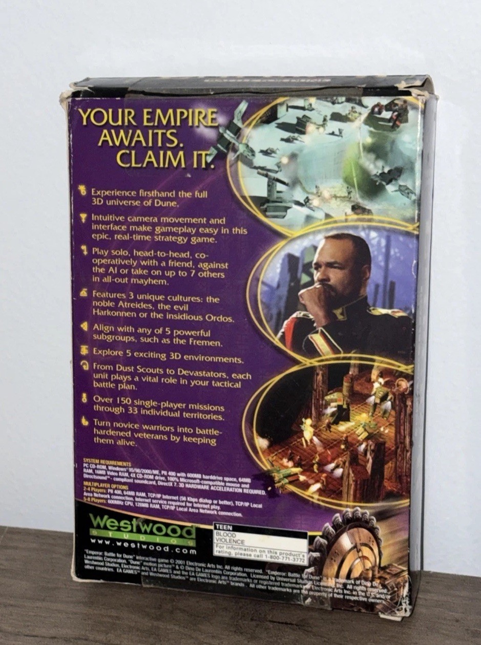 Emperor Battle for Dune (PC, 2001) W/ Manual (4 Disc Set)