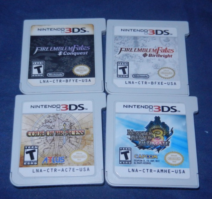 3DS; Code of Princess, Monster Hunter 3, Fire Emblem Fates Birthright & Conquest