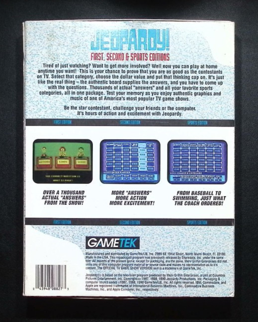 Jeopardy! First, Second & Sports Editions (PC, 1990) – BIG BOX
