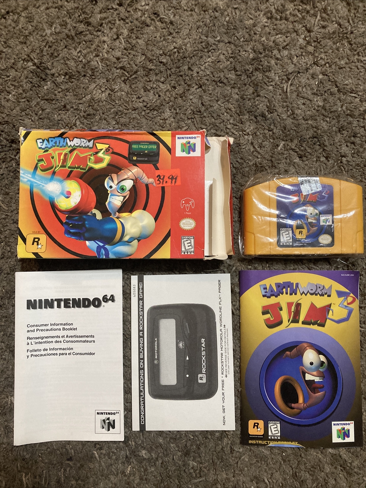 Earthworm Jim 3D Nintendo 64 N64 CIB Complete W Manual Authentic Game cartridge