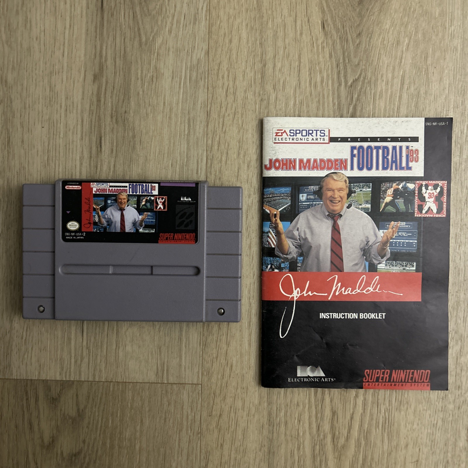John Madden Football 93 (Super Nintendo, 1992) With Original Manual – Tested