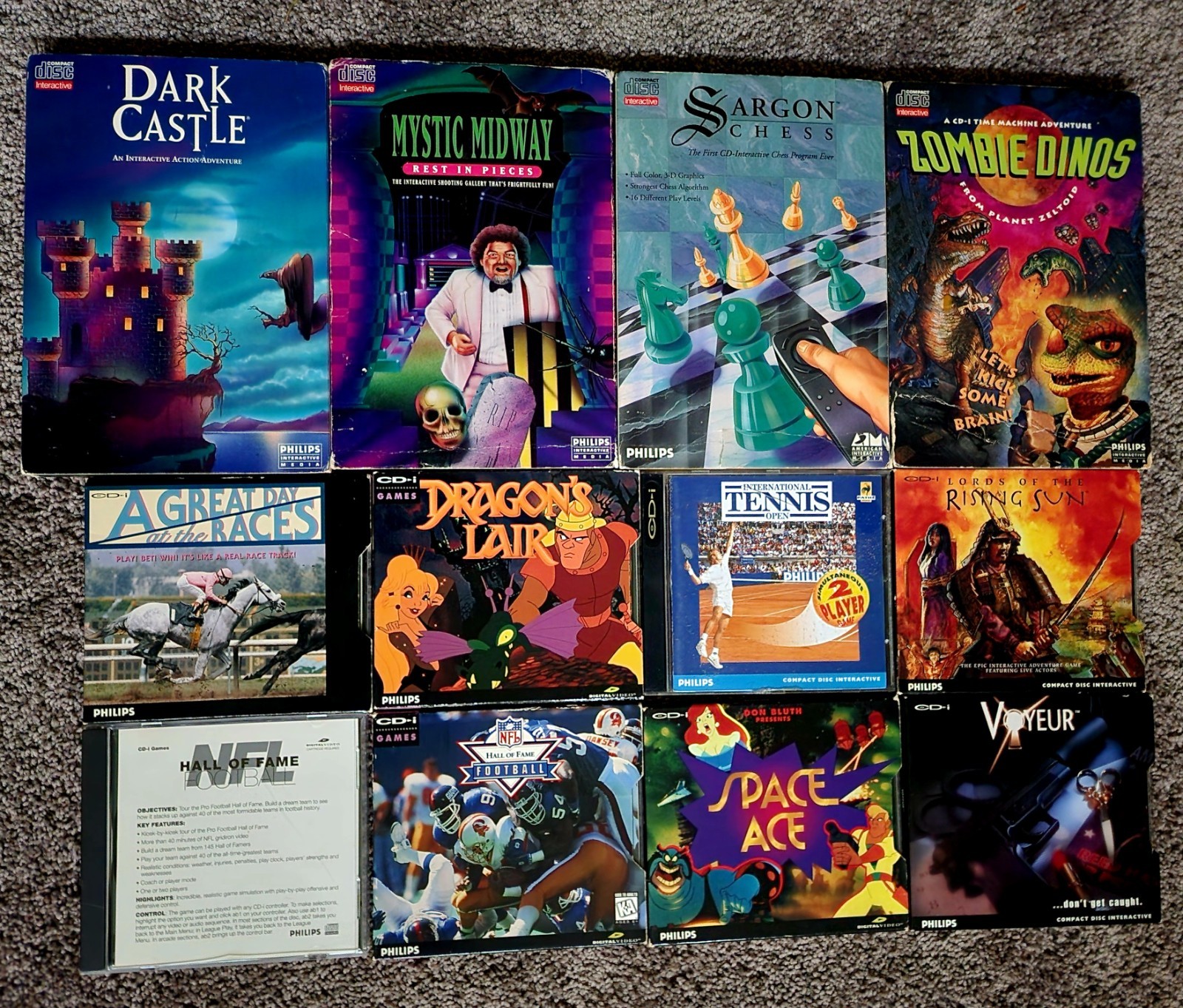 Lot of 12 Philips CD-i games: Dragon’s Lair Dark Castle Space Ace Voyeur Zombie