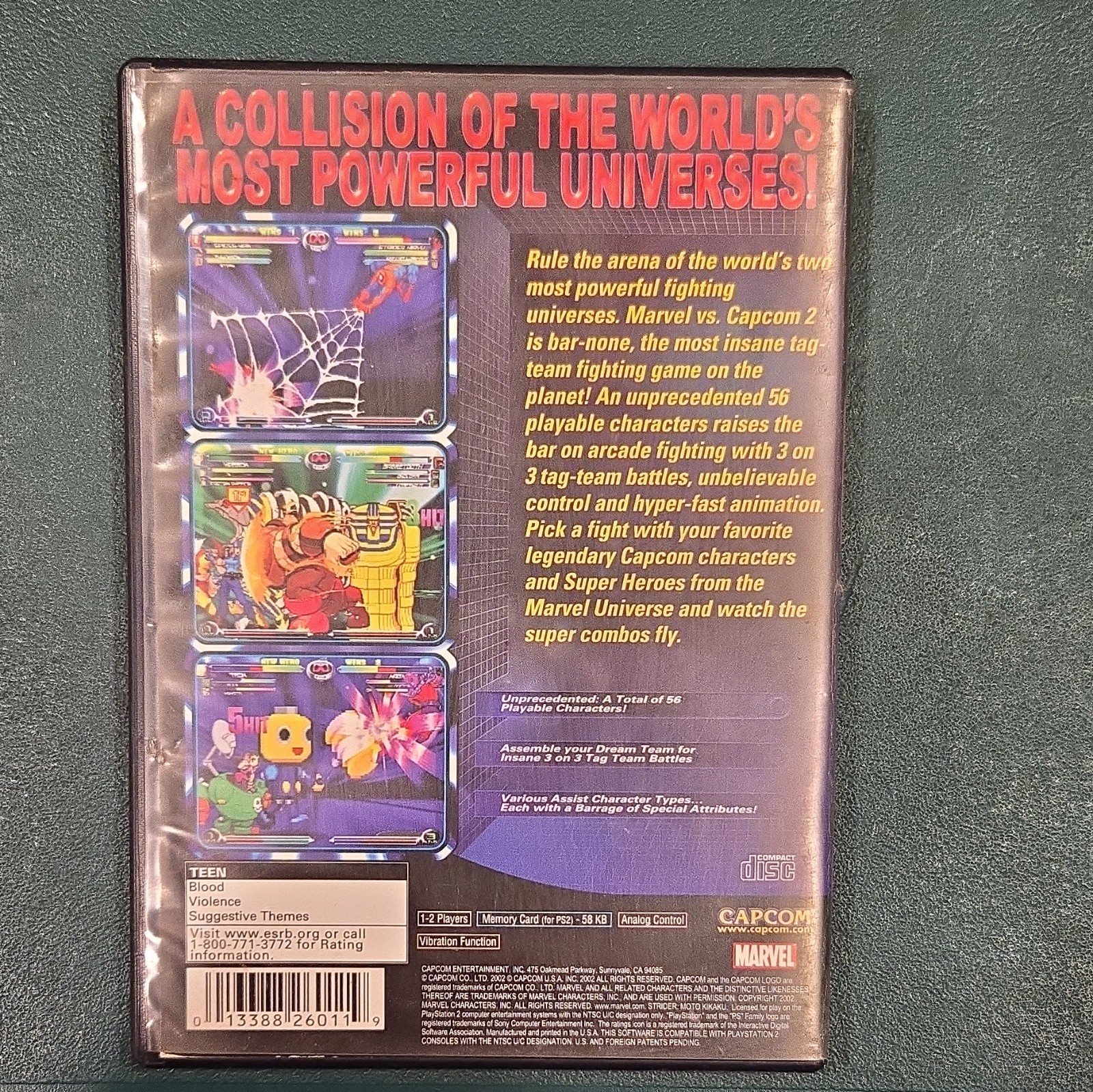 Capcom Marvel vs. Capcom 2 Sony PlayStation 2 PS2 Fighting T-Teen NTSC-U/C