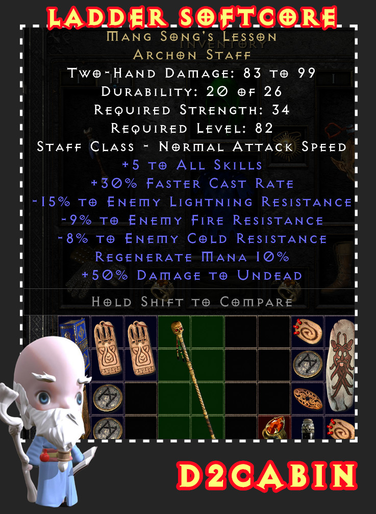Diablo D2R SC💥Ladder💥Mang Song Mang Song’s Lesson💥PC/SW/PS