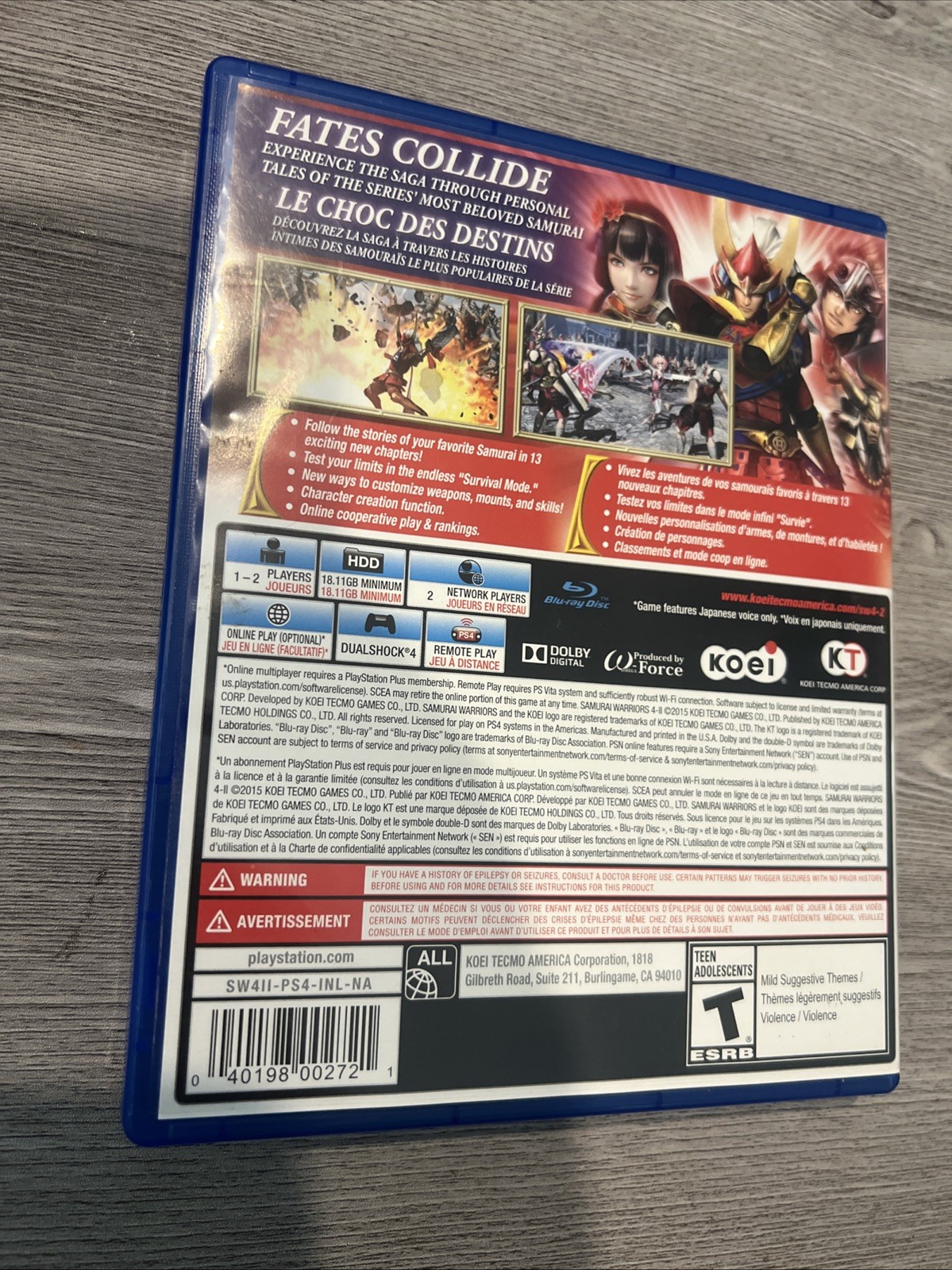 Samurai Warriors 4-11 (PS4) Complete CIB w/ Game & Case – Excellent- FREE SHIP!