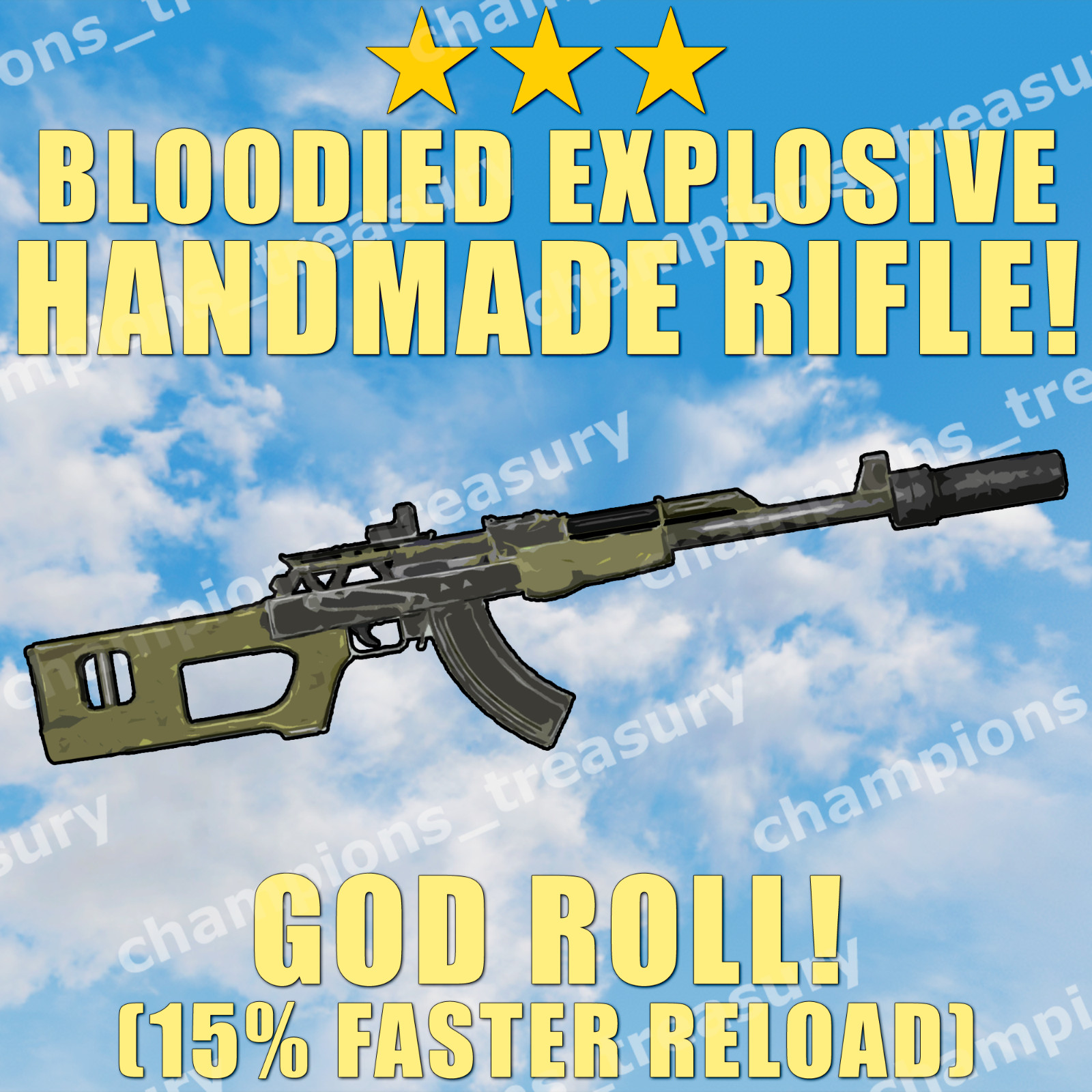 FALLOUT 76 PC Bloodied Explosive HANDMADE RIFLE +15% Reload Speed