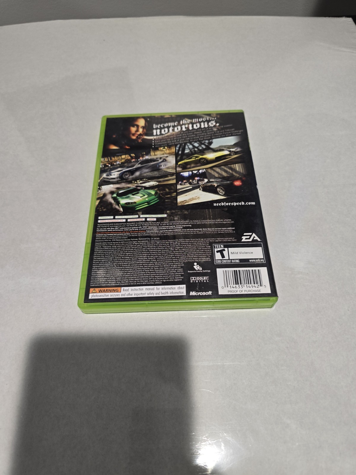 EA Need for Speed: Most Wanted Racing Game T-Teen for Microsoft Xbox 360