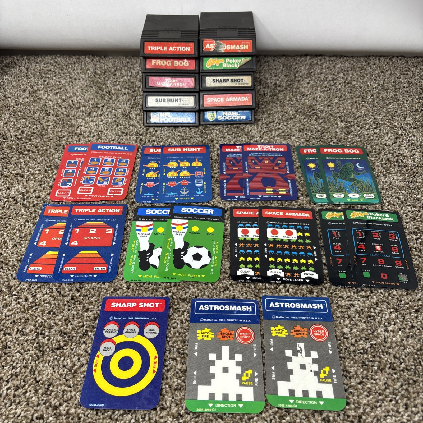 Intellivision Video Game Cartridges Lot Of 10 Games With Overlays Tested