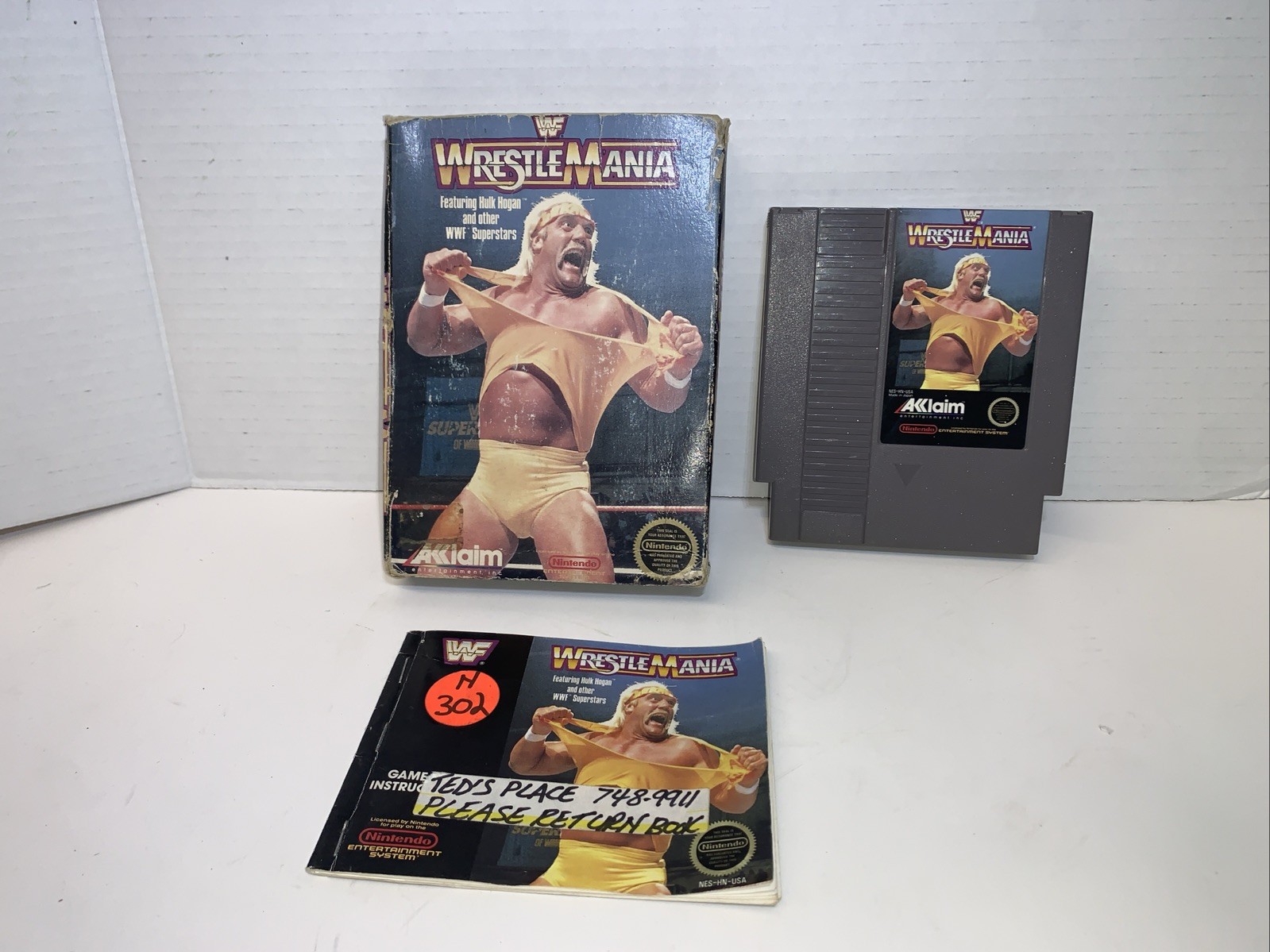 Acclaim WWF WrestleMania NES Game w/ Original Box And Manual (Fair Condition)