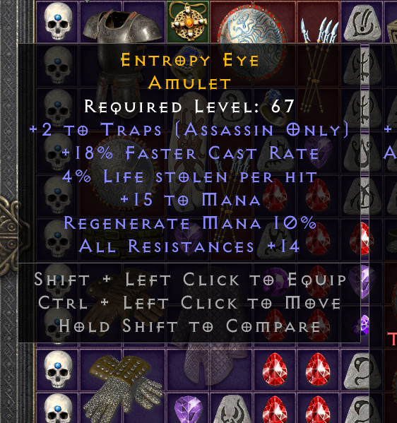Diablo 2 resurrected – D2R: 2-Traps/18% FCR/ 14 All Res Amulet -SC – PC – NL