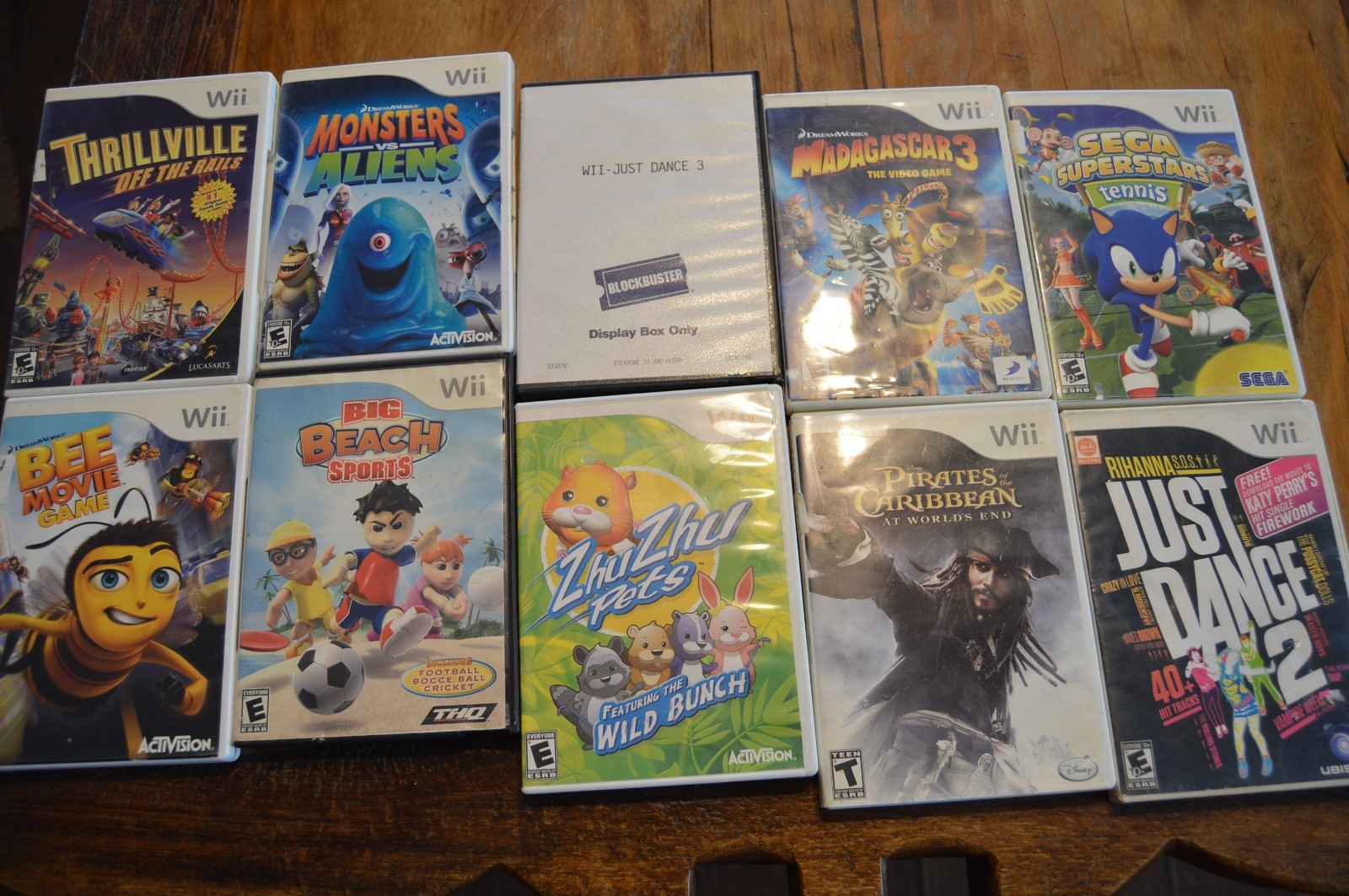 Lot of 10 WII Games Working Cond,Big Beach Sports,Just Dance,Zhu Zhu,Tennis,A