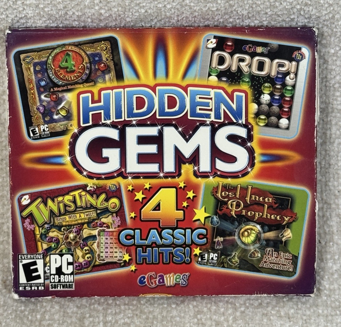 Hidden Gems 4 Classic Hits PC CD-ROM eGames Sealed Puzzle Games