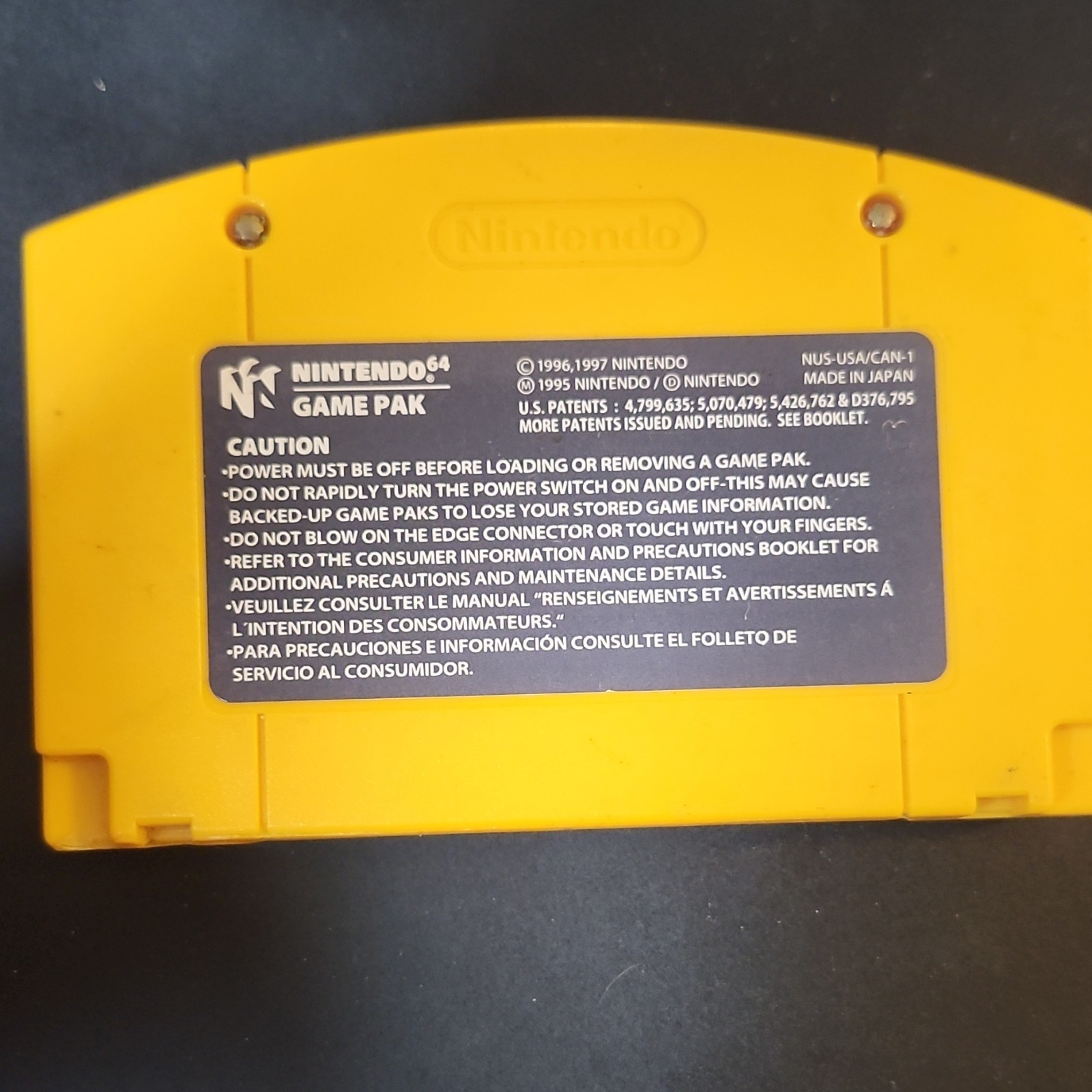 Nintendo Donkey Kong 64 Nintendo 64 Game Cartridge Yellow NUS-006 USA