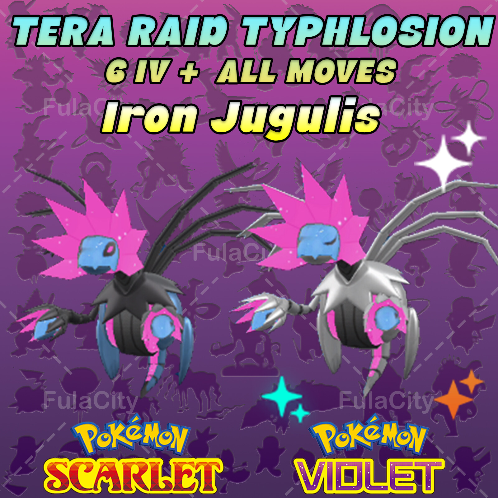 POKEMON SCARLET VIOLET⚡ IRON JUGULIS ⚡ TYPHLOSION TERA RAID • 6 IV • ALL MOVES