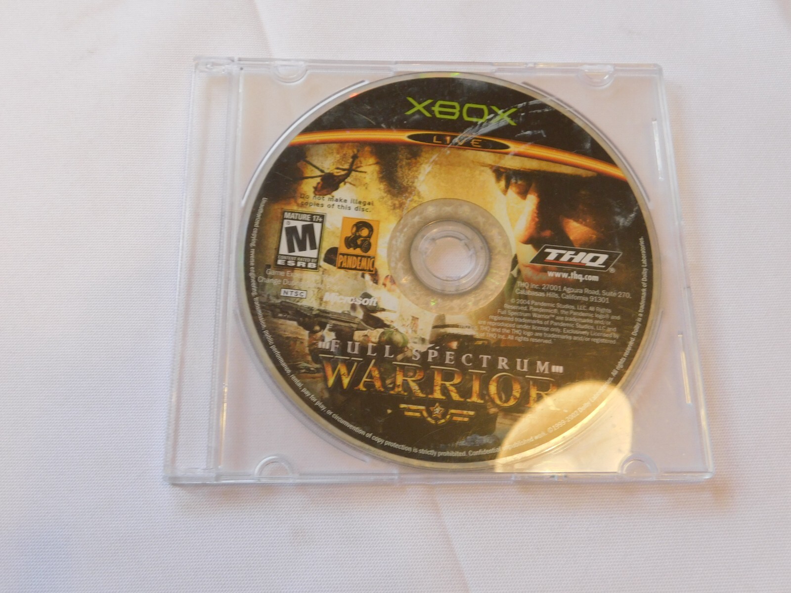 Full Spectrum Warrior XBox Live Rated M Mature 17+ Microsoft 2004 Pre-owned