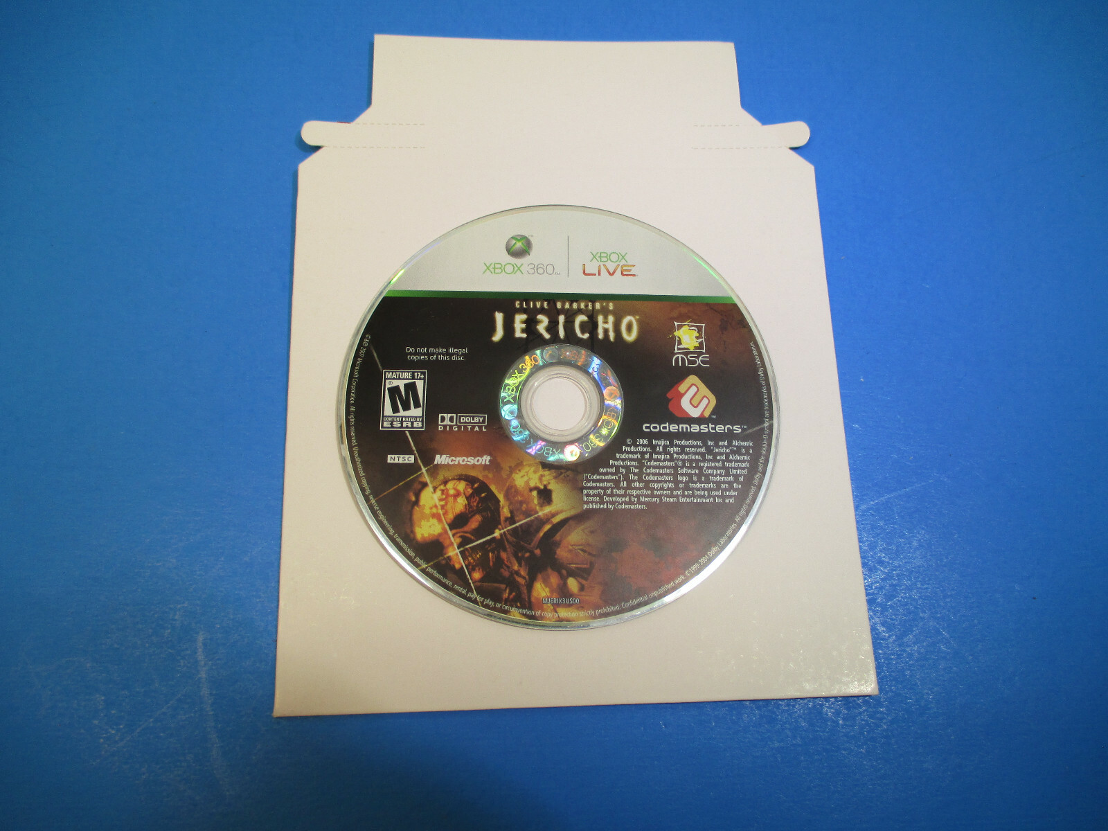 XBOX 360 Jericho Rated M Mature 17+ XBOX LIVE DISC ONLY