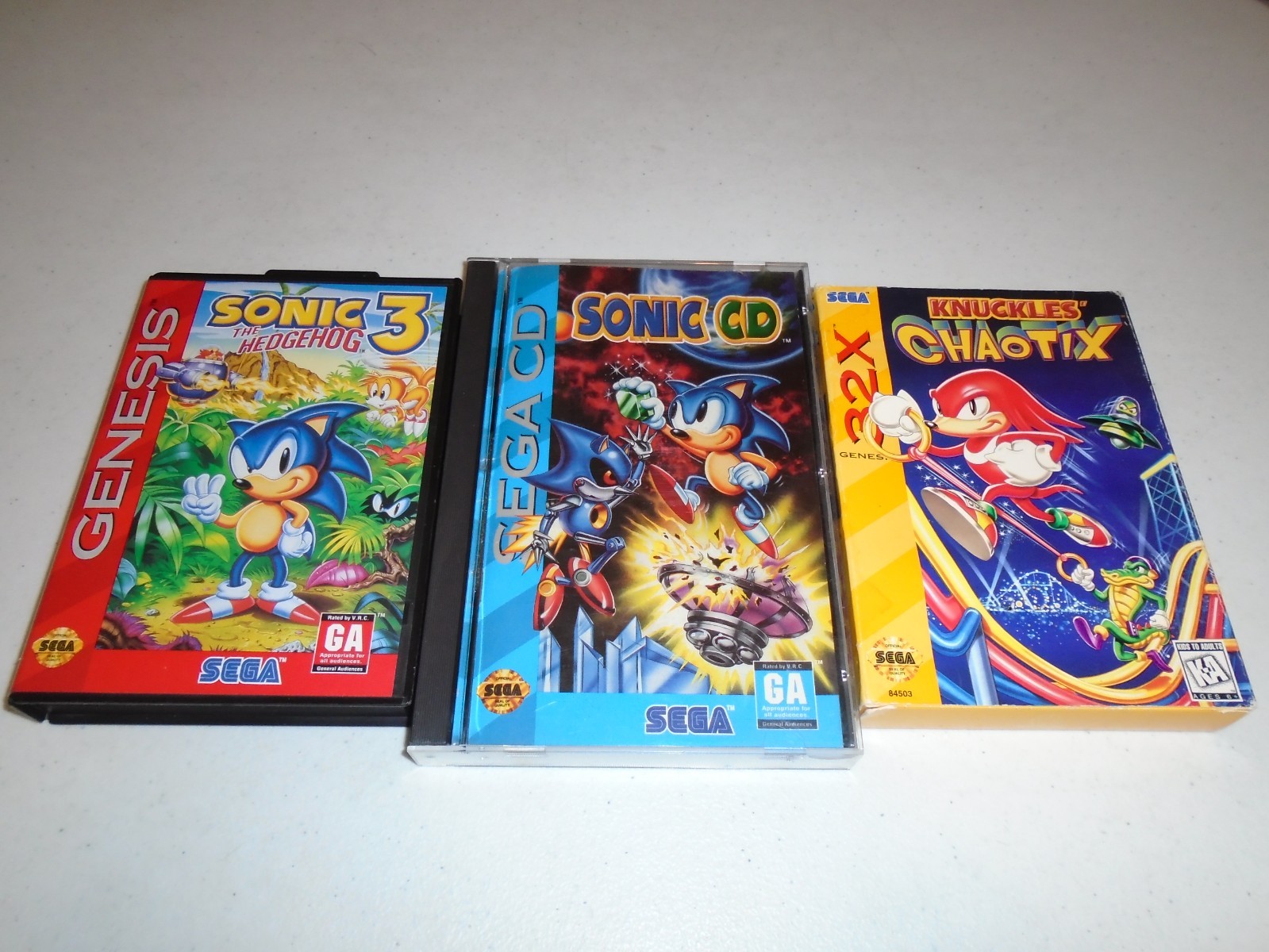 Sonic the Hedgehog 3, Sonic CD, Knuckles Chaotix ☆☆ Complete Sega Genesis CD 32X