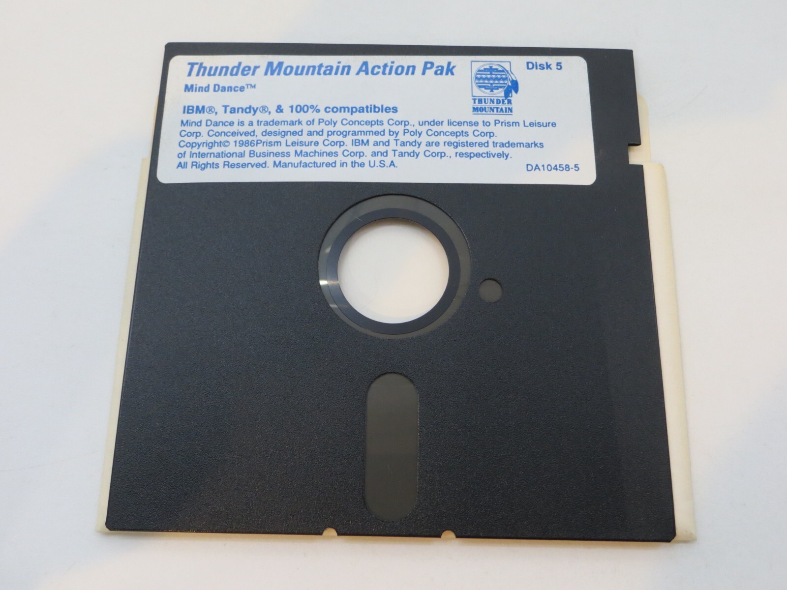 5.25″ Floppy Disc MIND DANCE Thunder Mountain Action Pak Disk 5 computer vtg