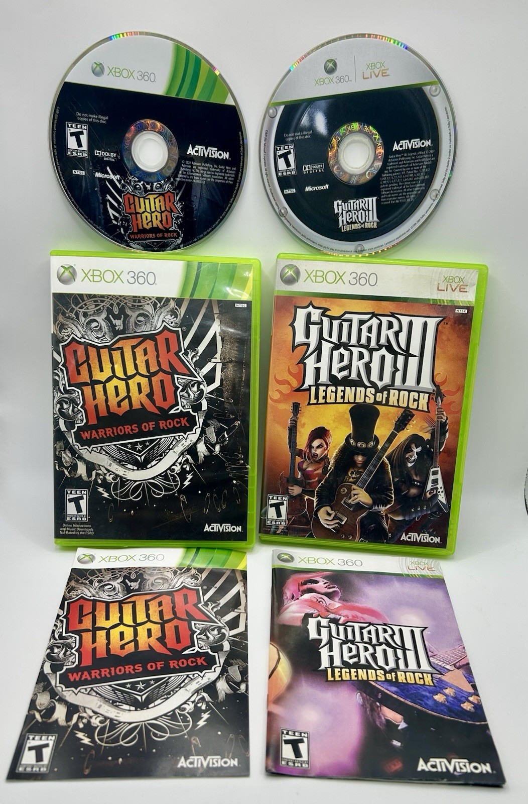 Guitar Hero: Warriors & Legends of Rock Lot of 2 Games Xbox 360 CIB Complete