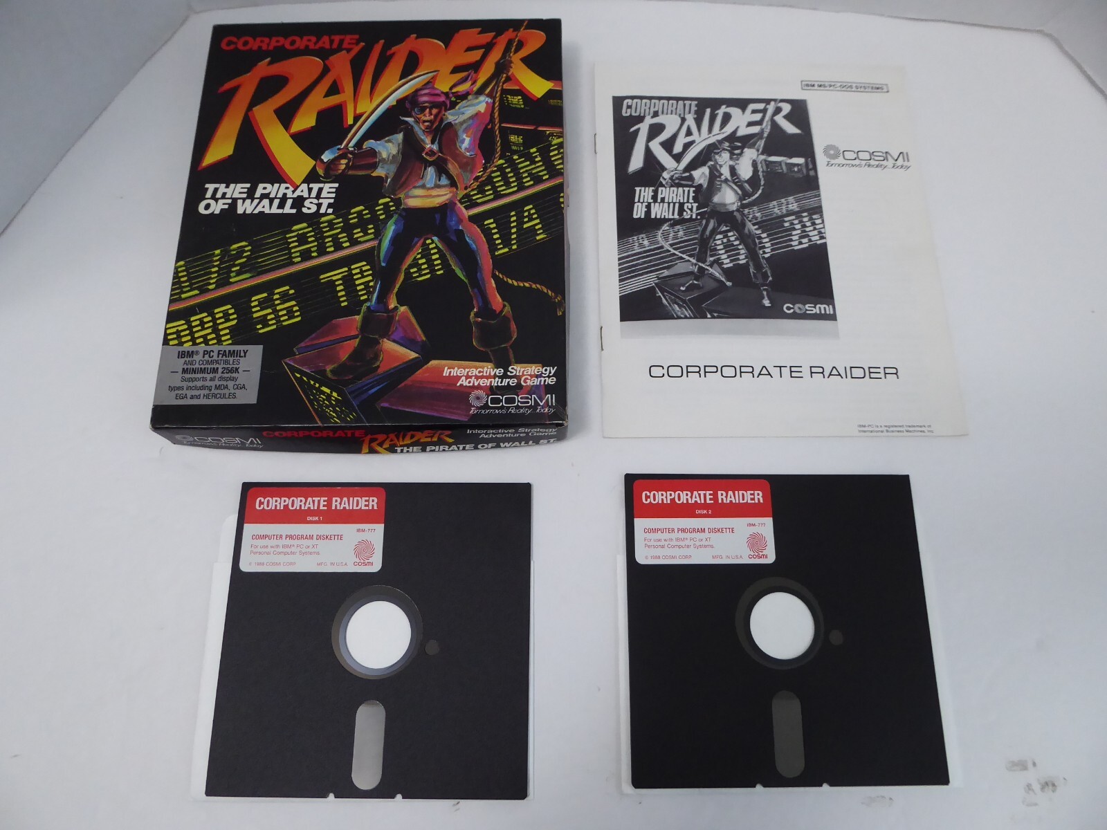 Corporate Raider : The Pirate of Wall St (IBM, PC) 5.25″ Disk 1988 Big Box