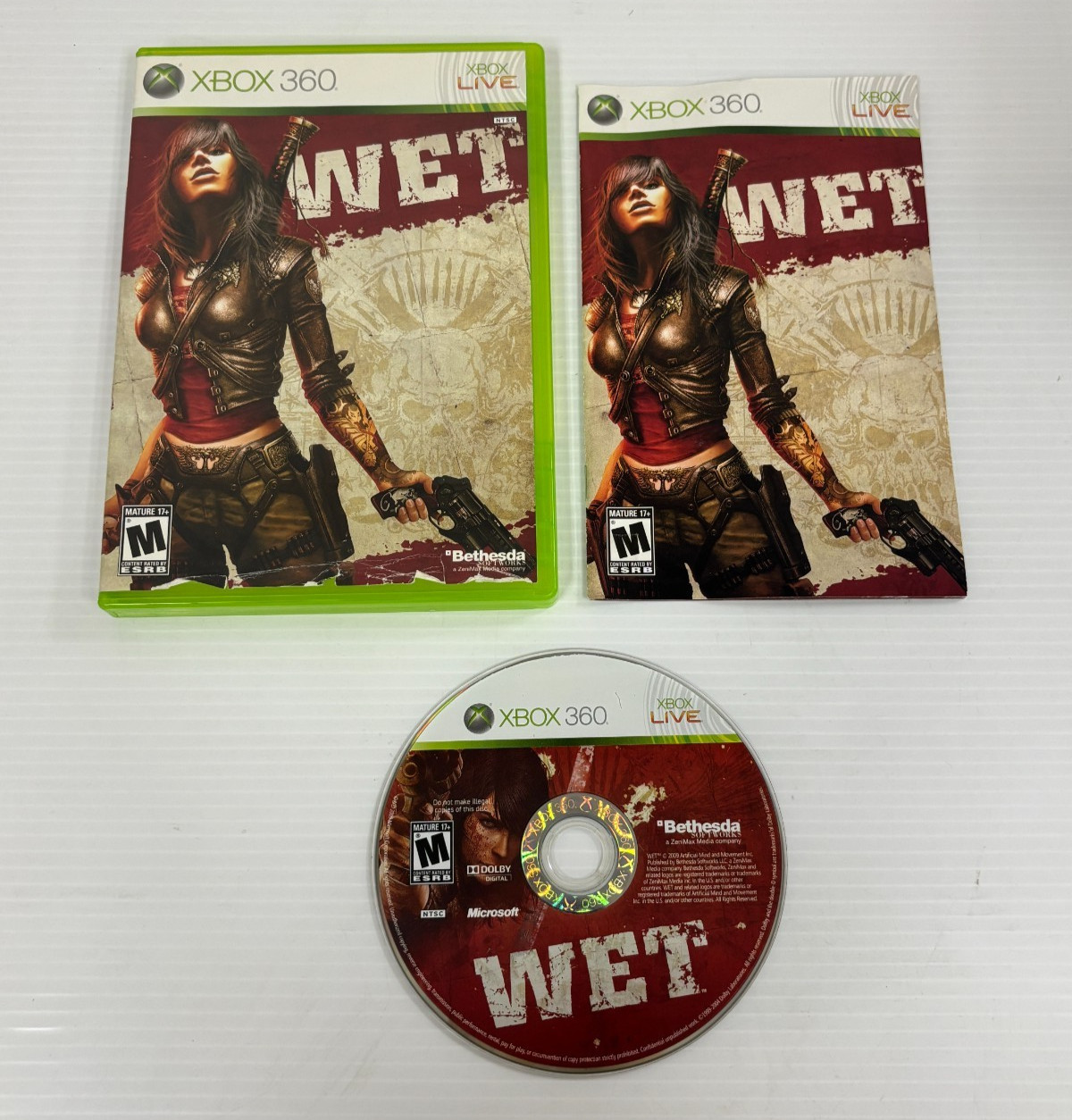 WET MICROSOFT XBOX 360 VIDEO GAME COMPLETE W/ MANUAL TESTED BETHESDA
