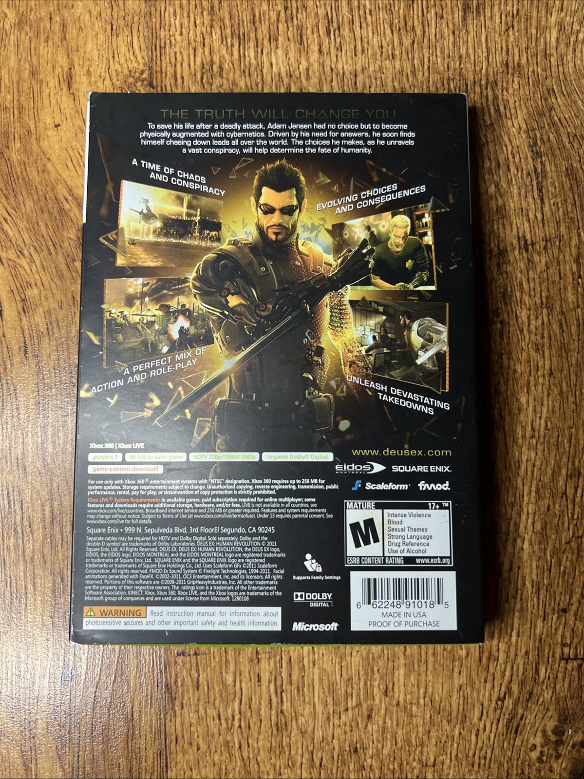 Deus Ex: Human Revolution – Xbox 360 – CIB Complete W/ Slip Cover – Tested!
